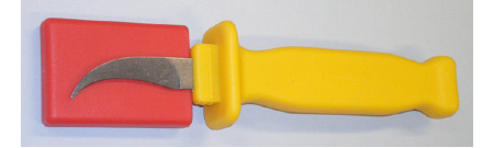 7053 VDE-Kabel- und Papiermesser für feine Arbeiten, mit bogenförmiger Klinge und halbrunder Schneide - inkl.Schutzkappe